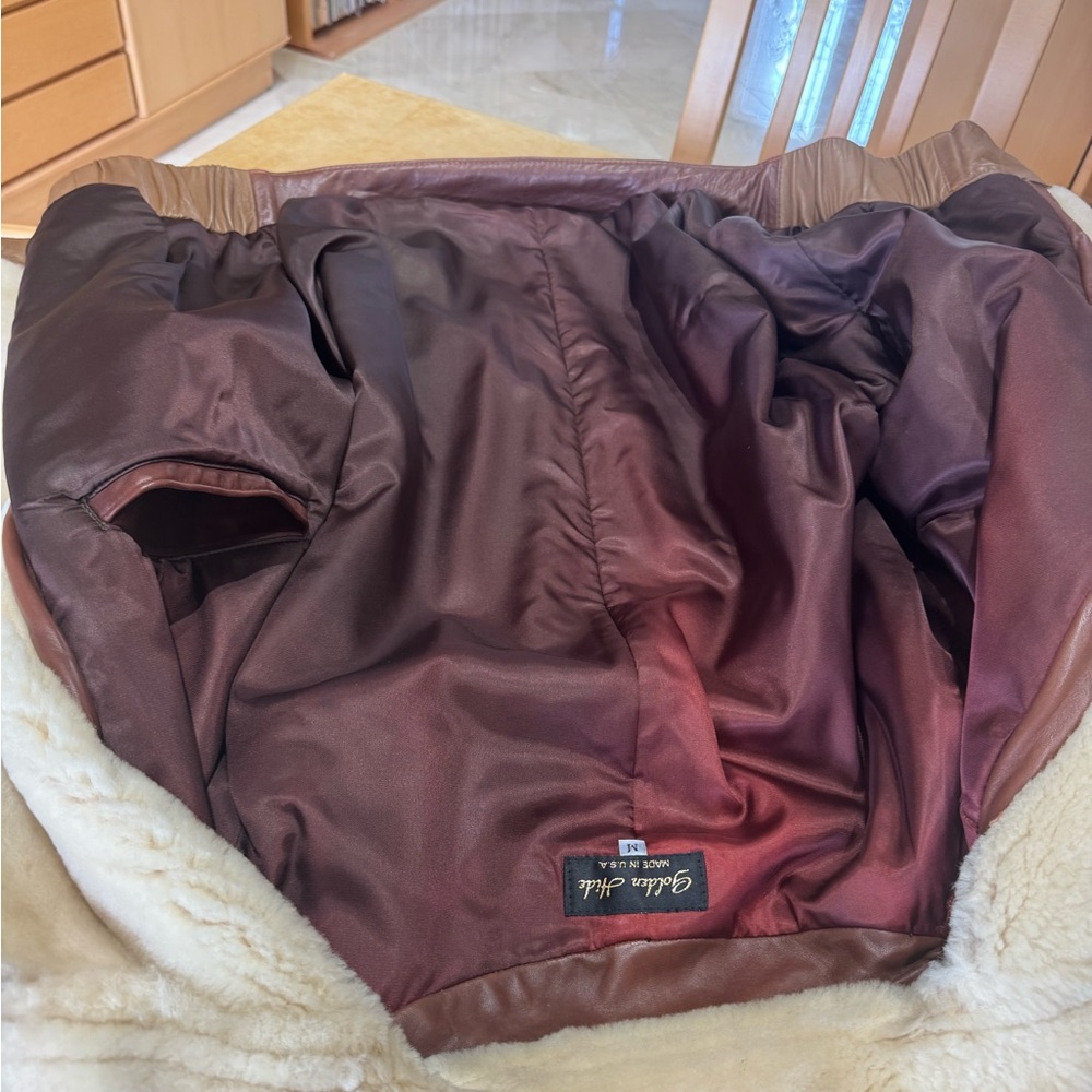 PRICE DROP: Men's (or Women’s) Shearling-Trimmed LAMBSKIN,by GOLDEN HIDE,USA, M - Picture 9 of 11